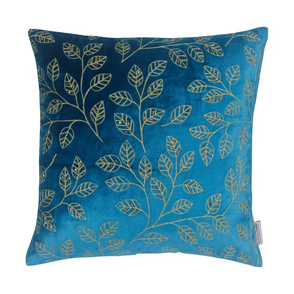 Edria Metallic Embroidered Beaded Decorative Filled Cushion